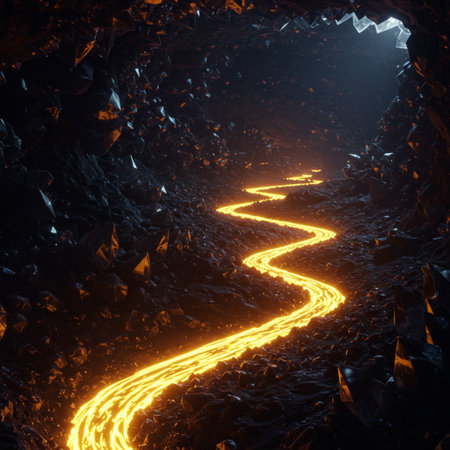 Futuristic 3D illustration of an abstract tunnel with neon lightsの素材