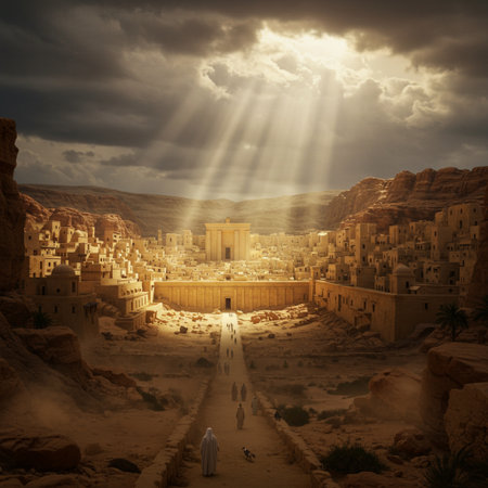 Ruins of the old city of Petra in Jordan at sunset.の素材