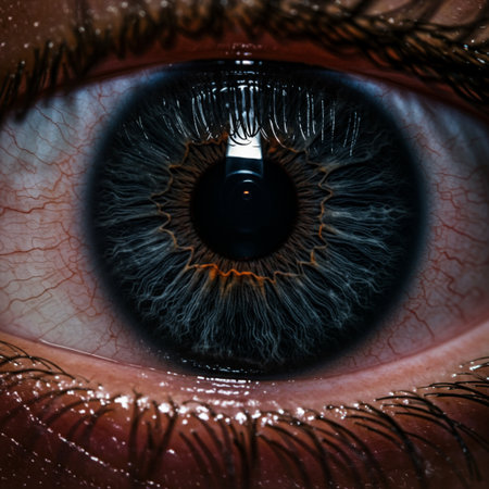 Close-up of human eye with iris. Macro shot.の素材