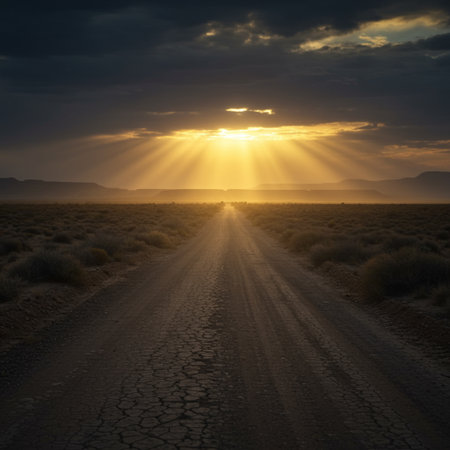 Sunset in the Mojave Desert, California, United States.の素材
