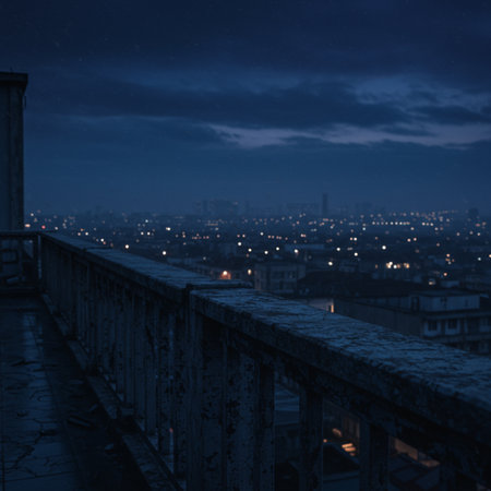 Night view of the city from the balcony in Paris, France.の素材