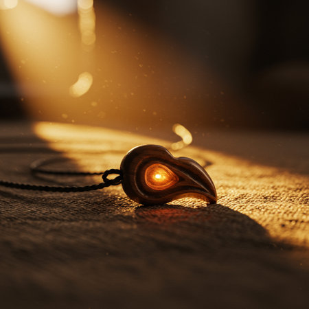 christmas tree decoration on wooden table with golden light and bokehの素材