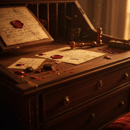 Vintage music desk with keys and notes. Retro styled image.の素材