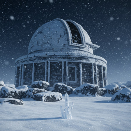 Observatory in the winter. Snow-covered planetarium.の素材