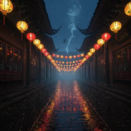 Lanterns in the ancient town of Pingyao, Chinaの素材