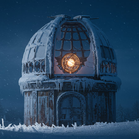 Winter night in the forest. Night landscape with a lantern in the form of a birdhouse.の素材