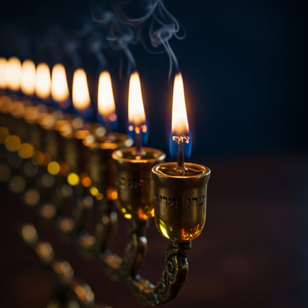 A still life composed of elements of the Jewish Chanukah/Hanukkah festival.の素材