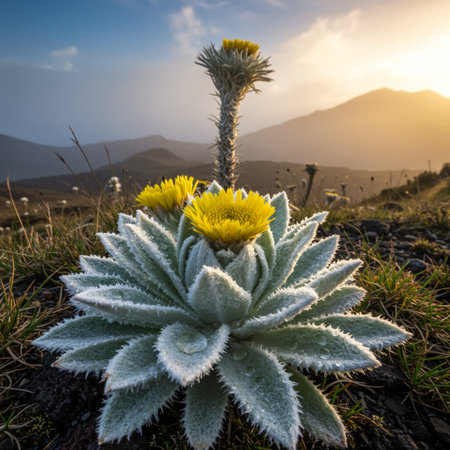 Beautiful succulent plant in the mountains at sunset. Tenerifeの素材