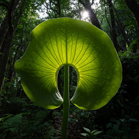 Green lotus leaf in the rainforest at Doi Inthanon National Park, Chiang Mai, Thailandの素材