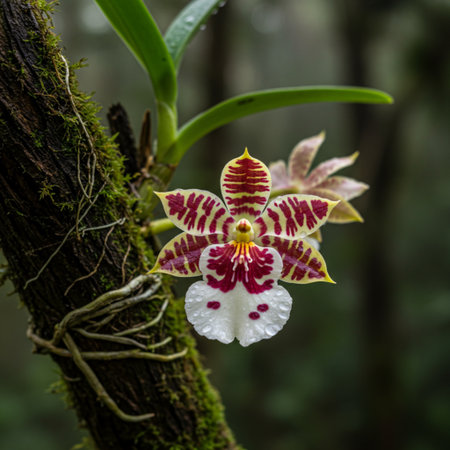 Orchid flower blooming in the rainforest of Doi Inthanon National Park, Thailandの素材