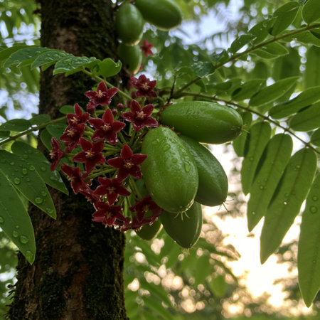 Star fruit or Averrhoa bilimbi on treeの素材
