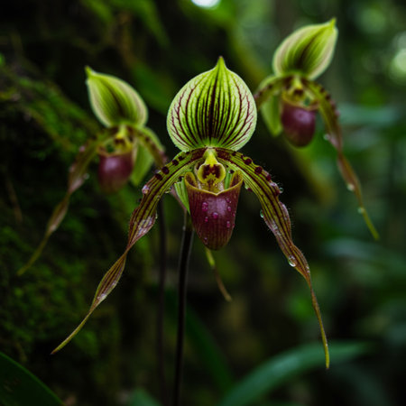 Orchid Paphiopedilum in the rainforest of Thailandの素材