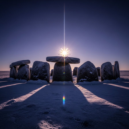 Sunrise over the megalithic stone monument in South Holland, Netherlandsの素材