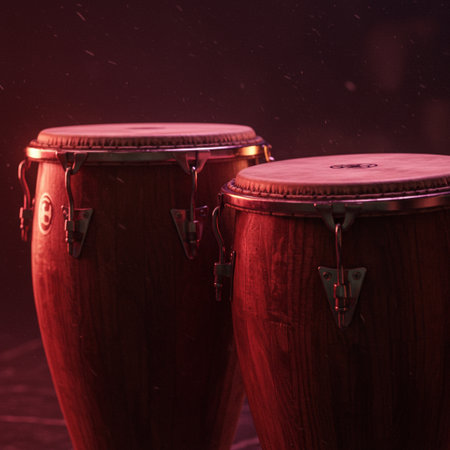 Drums on a dark background. Music concept. Close-up.の素材