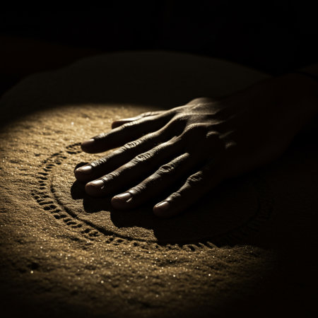 Hand of a Muslim praying on the carpet. Selective focus. Toned.の素材