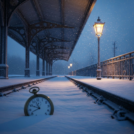 Railway station in winter. Railway station in winter. Railway station in winter.の素材