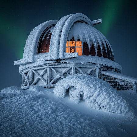 3D render of an old house in the mountains covered with snowの素材