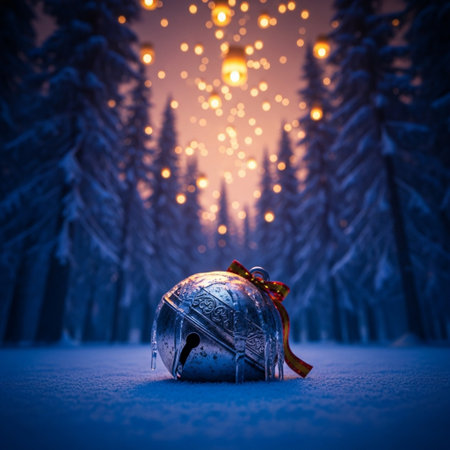 Viking helmet with a red ribbon on the background of a winter forestの素材