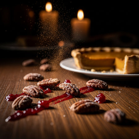 Homemade tartlet with jam on a wooden table. Selective focus.の素材