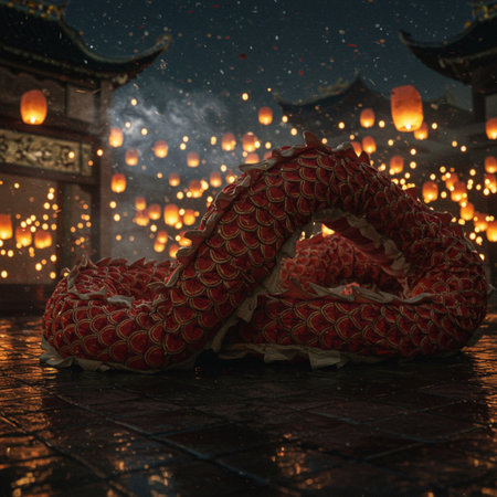 Chinese lanterns at the temple in the night, Beijing, Chinaの素材