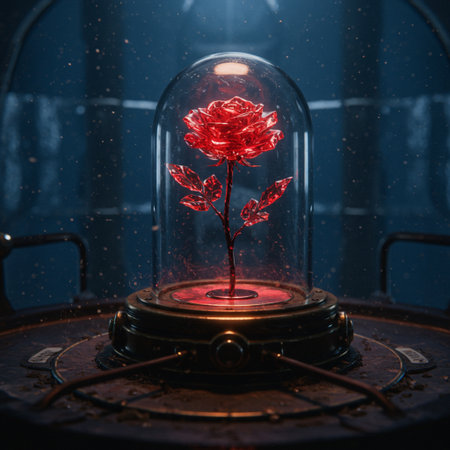 A red rose in a glass lamp. The concept of love and romanceの素材