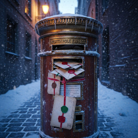 Christmas postbox in the old town of Gdansk, Polandの素材