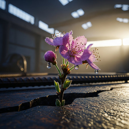Cherry blossom in the old train station. Shallow depth of field.の素材