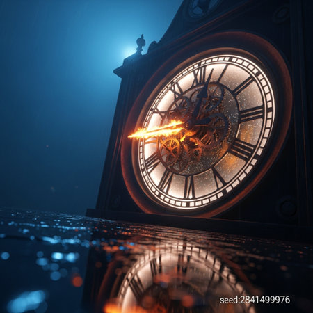 Fantasy image of ancient clock. Time concept. 3D Renderingの素材