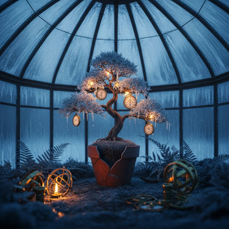 Artwork decoration. Christmas tree in the greenhouse. Christmas concept.の素材