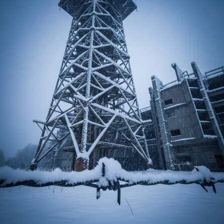 Tower of a coal power station in the winter, Russia.の素材