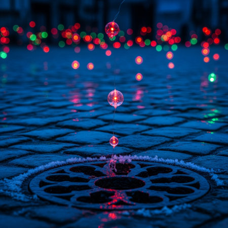 Christmas decoration in the city. New Year and Christmas concept. Selective focusの素材