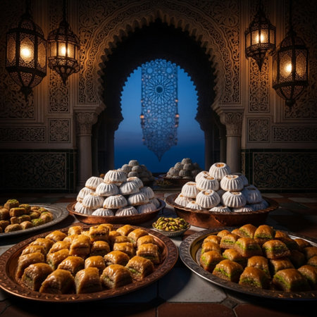 Traditional turkish dessert baklava with cashew, walnuts.の素材