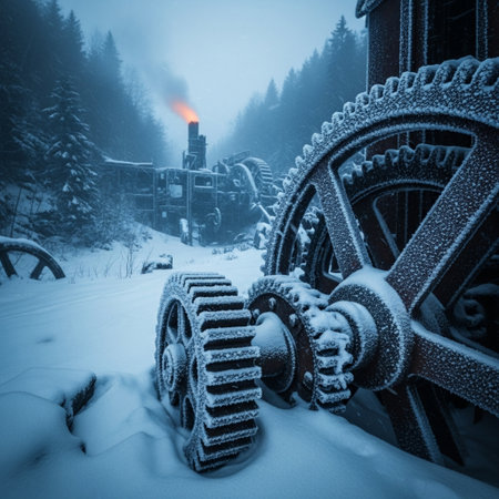 Abandoned mining equipment in the Carpathians, Ukraine.の素材