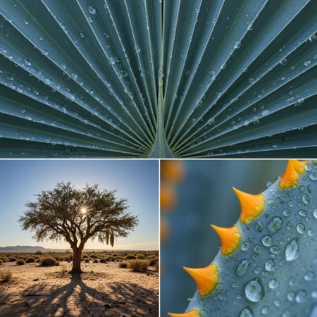 Collage of a cactus in Namib desert, Namibiaの素材