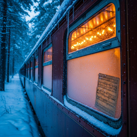Old train in the snow. Winter time. Christmas and New Year.の素材