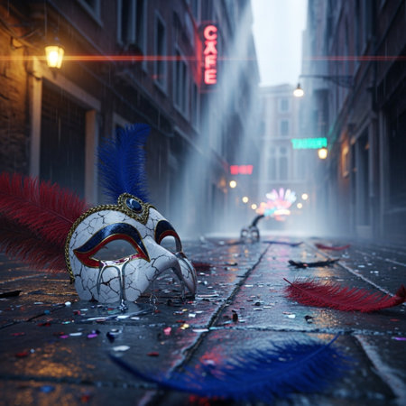 Venetian carnival mask in Venice, Italy. 3D renderingの素材