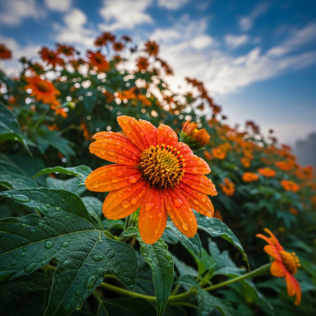 Mexican sunflower (Helianthus annuus) in the fieldの素材