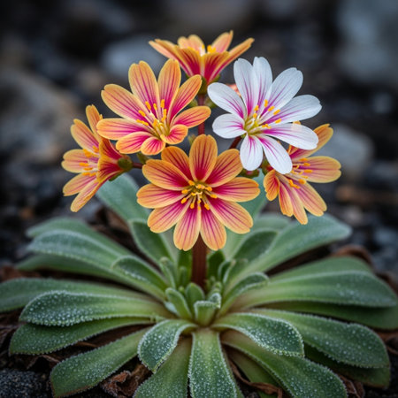 Close-up of spring flowers in a garden. Selective focus.の素材