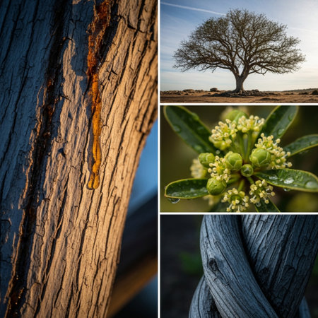 Collage of photos of a tree in the middle of the fieldの素材