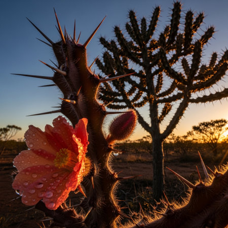 Cactus in the Mojave Desert, California, United States.の素材