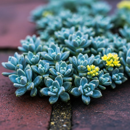 Succulent plant on a stone background. Selective focus.の素材