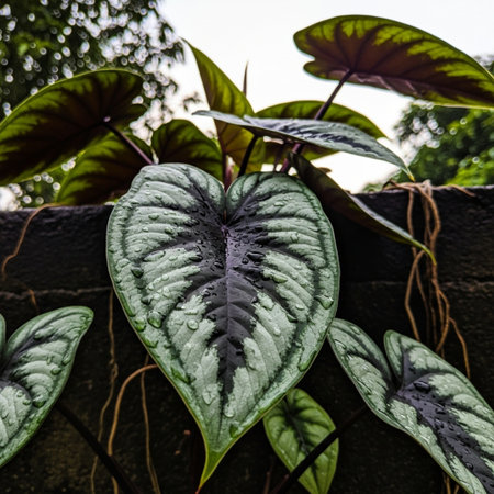 Caladium bicolor leaves in the garden,Thailand.の素材