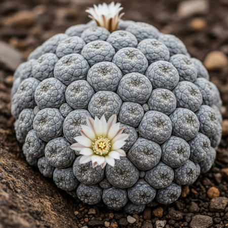 Cactus flower in the desert. (Mammillaria cactus)の素材