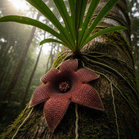 Close up of a flower on a tree in the rainforest.の素材