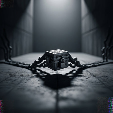 Halloween background with haunted house and chain. 3D rendering.の素材