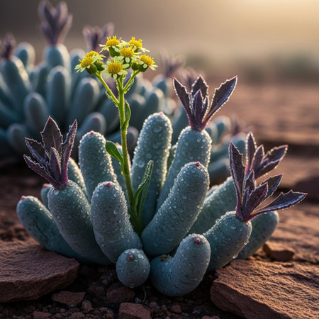 Succulent plant in the desert at sunset. Natural background.の素材