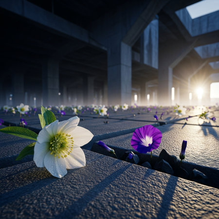 Conceptual image with flowers in the cemetery. 3d renderingの素材