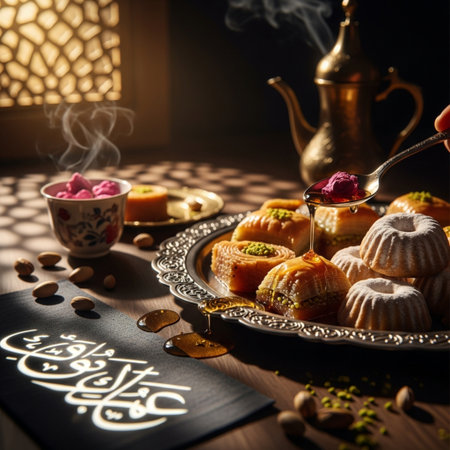 Traditional turkish dessert baklava with cashew, walnuts.の素材