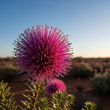 Purple flower in the desert of Namibia, Africa, South Africaの素材