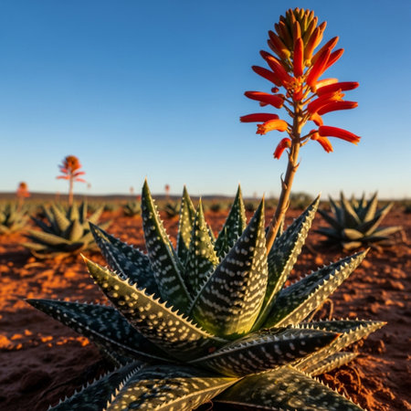Aloe vera plant in the desert of Gran Canaria, Canary Islands, Spainの素材